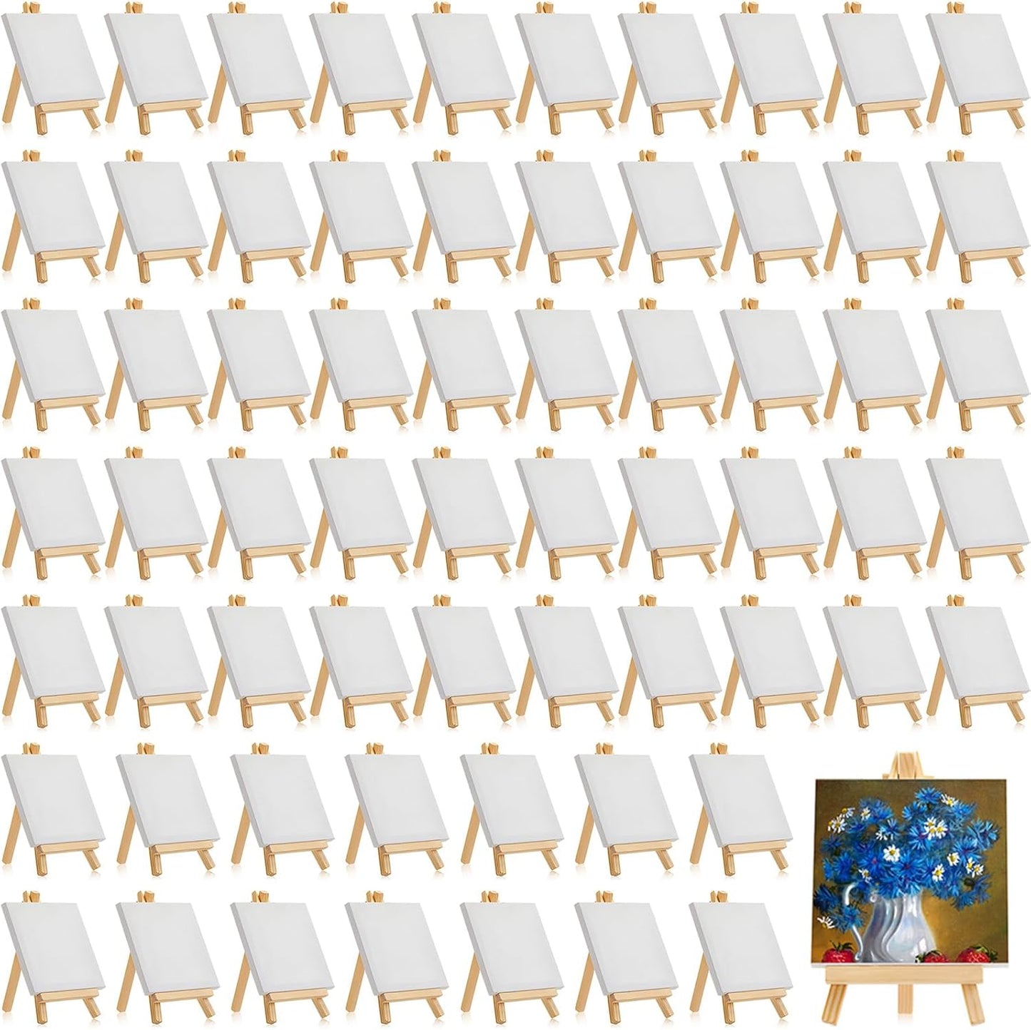 Mimorou 64 Pack Mini Canvases with Easels for Creative Fun