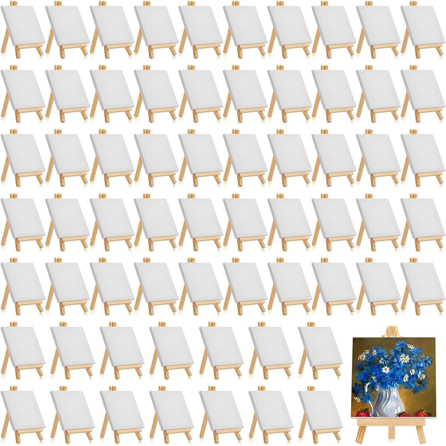 Mimorou 64 Pack Mini Canvases with Easels for Creative Fun