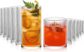 INSETLAN 12-Piece Ribbed Glassware Set - Elegant Everyday Drinkware
