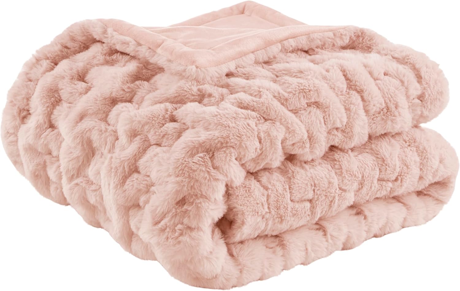 Madison Park Ruched Luxury Throw - Soft Cozy Faux Fur Blanket