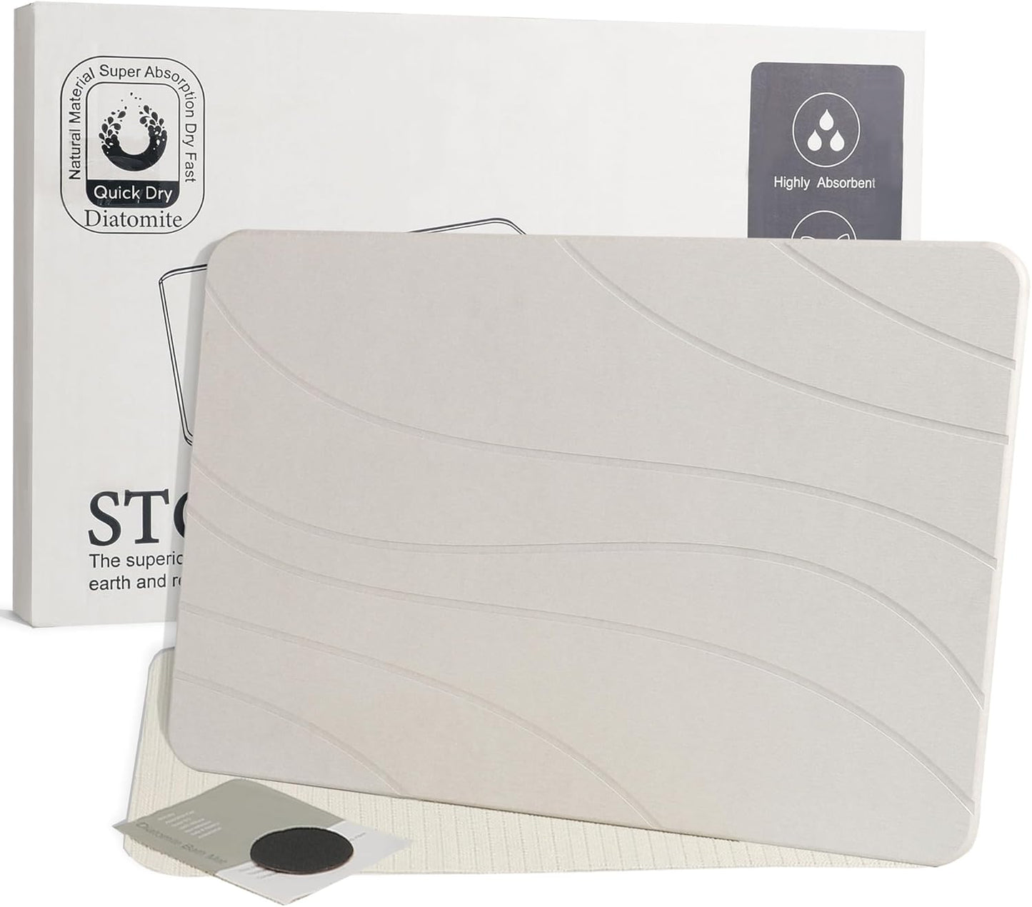 Robinuspc Stone Bath Mat - Quick Drying Diatomaceous Earth Mat