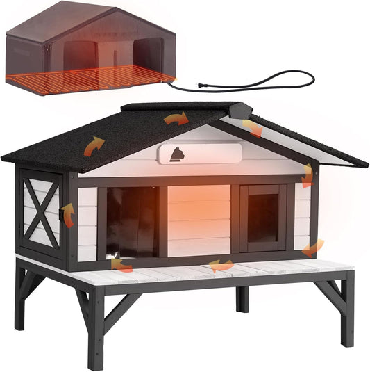 GUTINNEEN Heated Outdoor Cat House for Winter Comfort and Safety