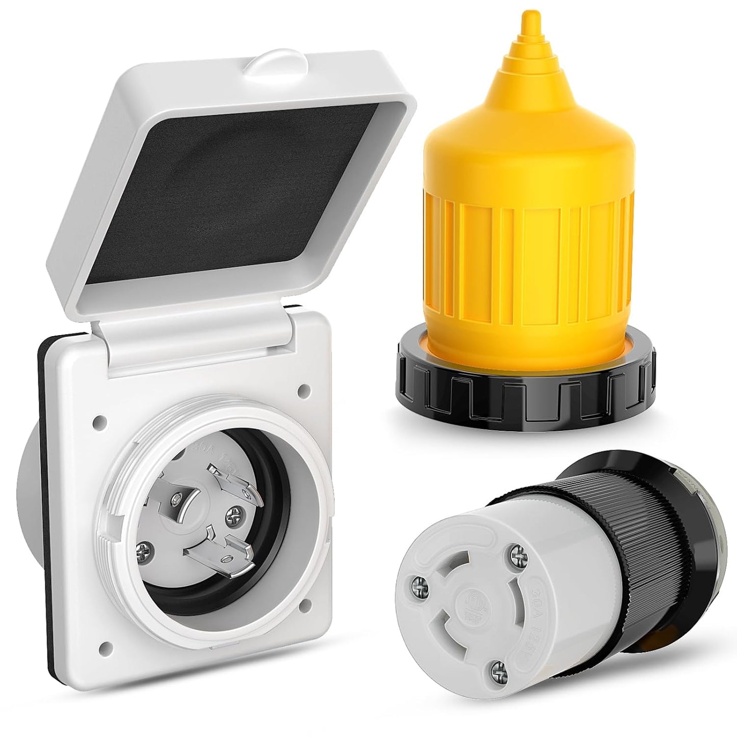30AMP RV Power Inlet Outlet Shore Kit for Safe Connections