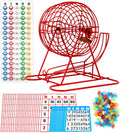 Regal Bingo Game Set with 11ft Wheel Cage and Jumbo Cards - Red
