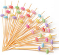 Handmade Bamboo Cocktail Picks 100ct - Colorful & Eco-Friendly!