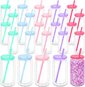 16 Oz Acrylic Snowglobe Tumbler 25 Pack - DIY Double Wall Cups