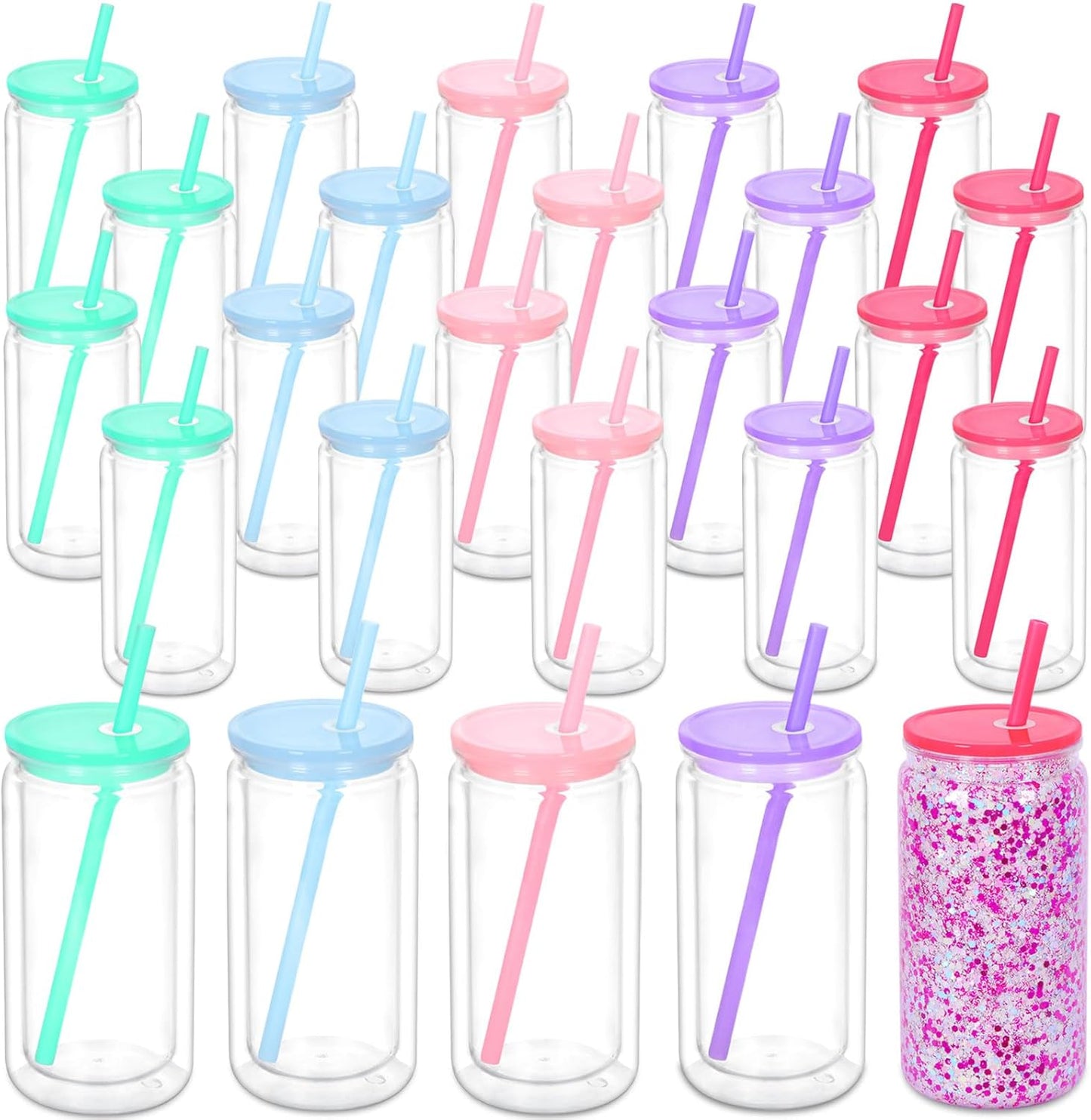 16 Oz Acrylic Snowglobe Tumbler for DIY Glitter Fun