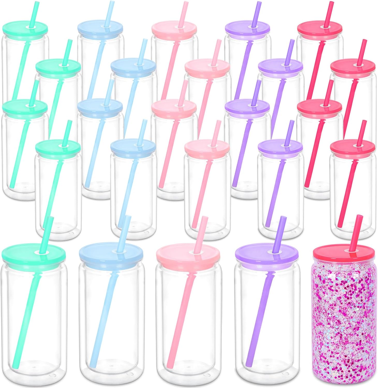 16 Oz Acrylic Snowglobe Tumbler for DIY Glitter Fun