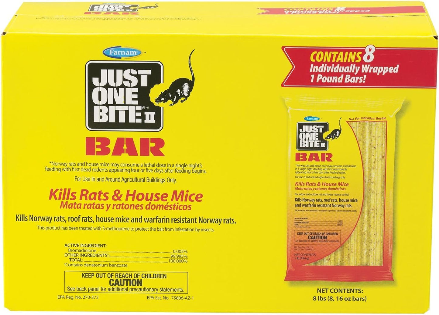 Farnam Just One Bite II Rat & Mouse Bar 8pk for Effective Control