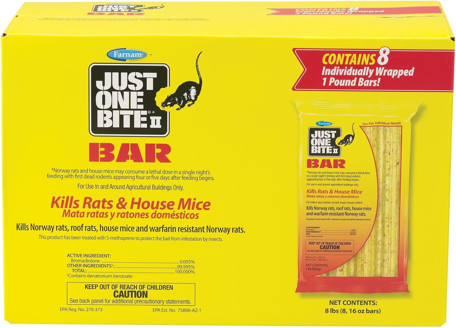 Farnam Just One Bite II Rat & Mouse Bar 8pk for Effective Control