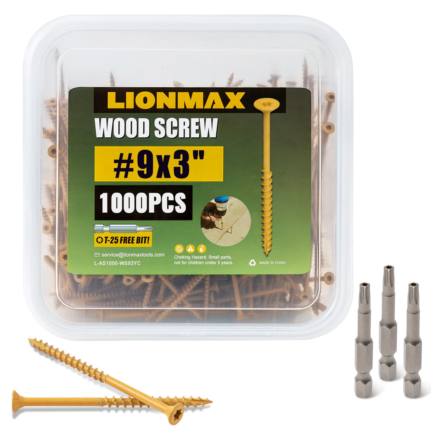LIONMAX Deck Screws 3 Inch for Outdoor Wood Projects, 1000 PCS