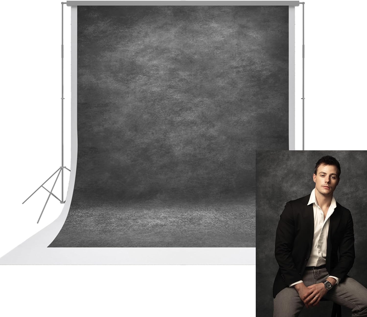 8x10ft Professional Dark Gray Portrait Backdrop for Photography
