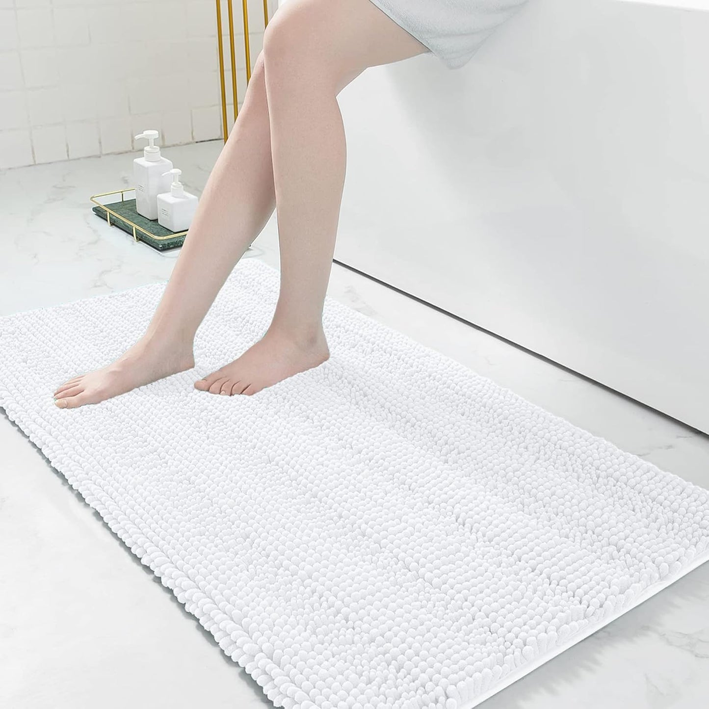 Grandaily Chenille Striped Bathroom Rugs for Luxury Comfort