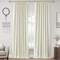 Ivory Pinch Pleated Blackout Linen Curtains 40x120 in - Thermal