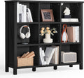 9 Cube Bookcase 47 in Wide Black Bookshelf - Farmhouse Storage Shell