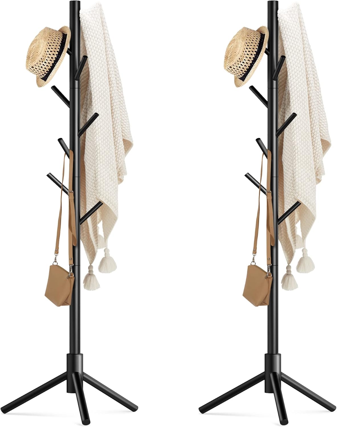 Haddockway Wooden Coat Rack Stand with Adjustable Height Hooks