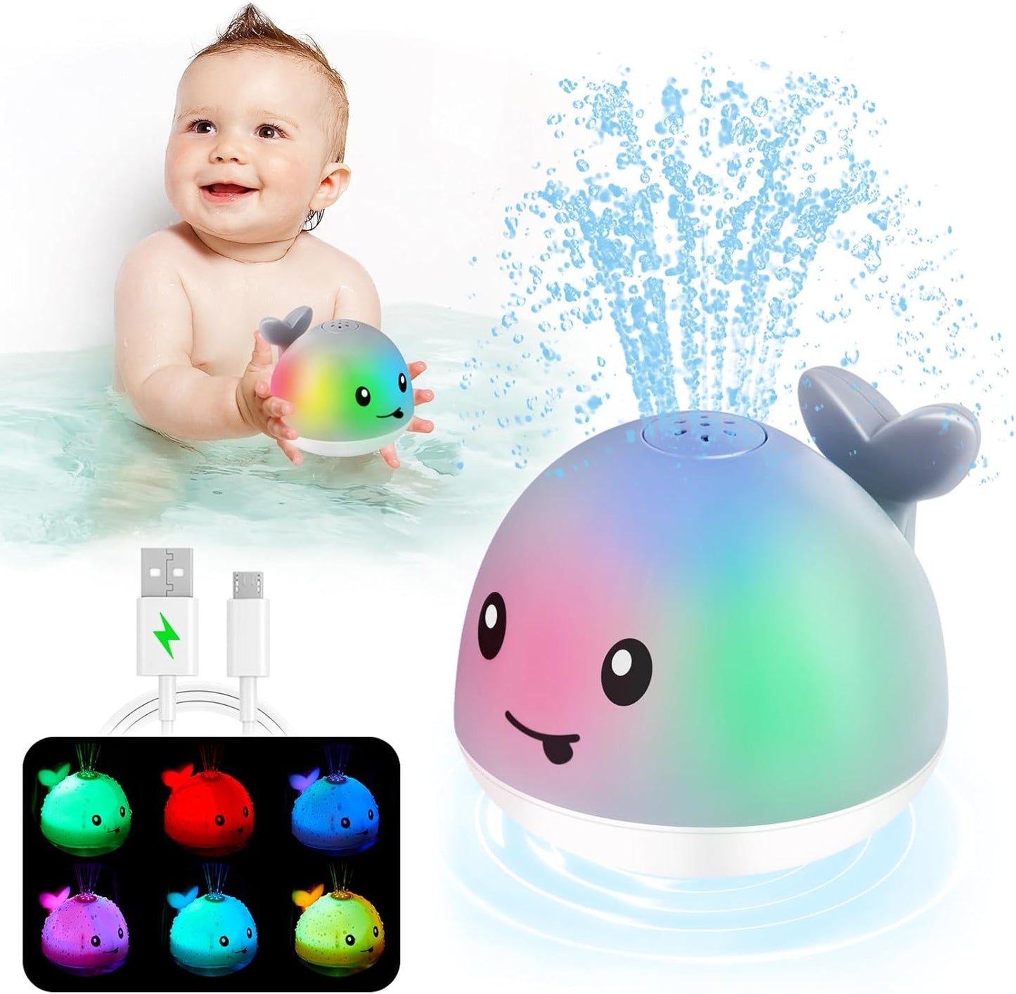Light Up Whale Sprinkler - Fun Bath Toy!