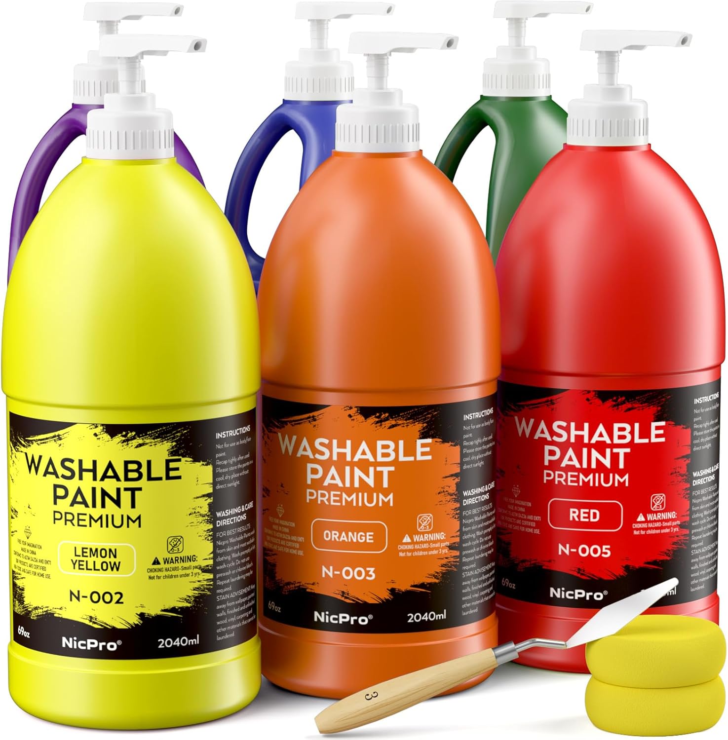 Nicpro 6 Colors Large Washable Paint Set for Creative Kids