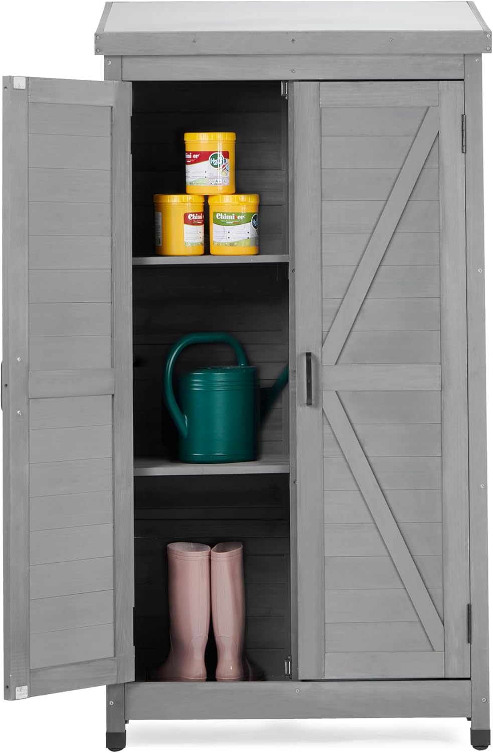 58x30 Outdoor Wooden Storage Shed with Metal Top for Garden
