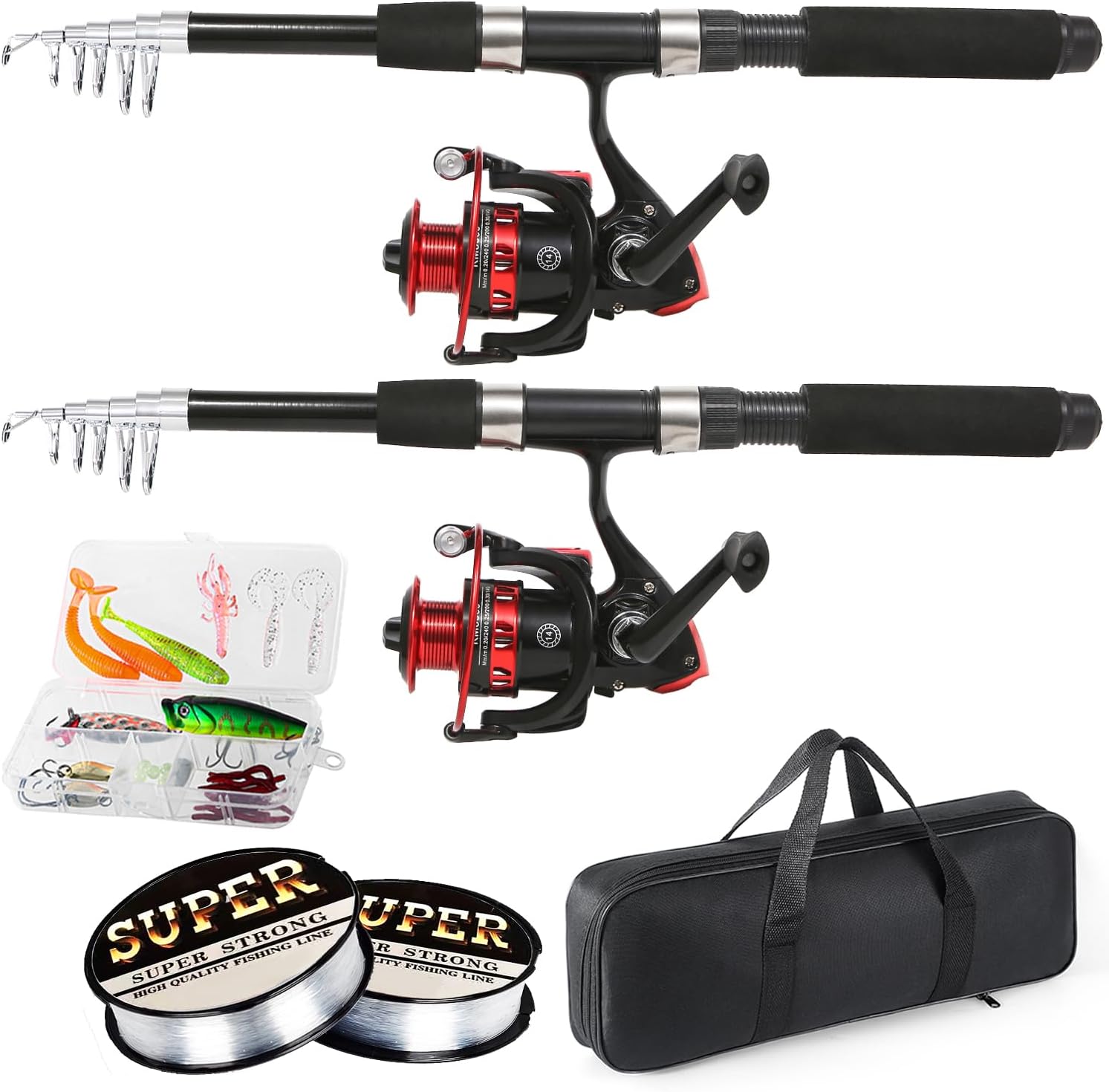 Telescopic Fishing Rod Set with Spinning Reels and Accessories
