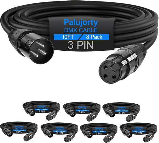 10 FT DMX Light Cable 8 Pack for Superior Signal Integrity