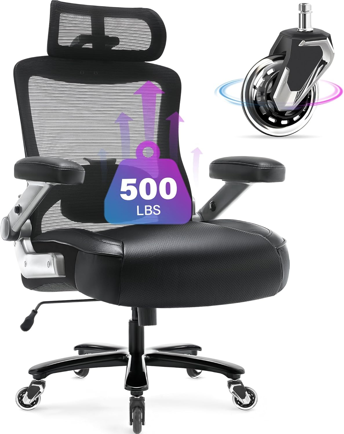 Petheivun Heavy Duty Office Chair - Ergonomic 500lbs Support