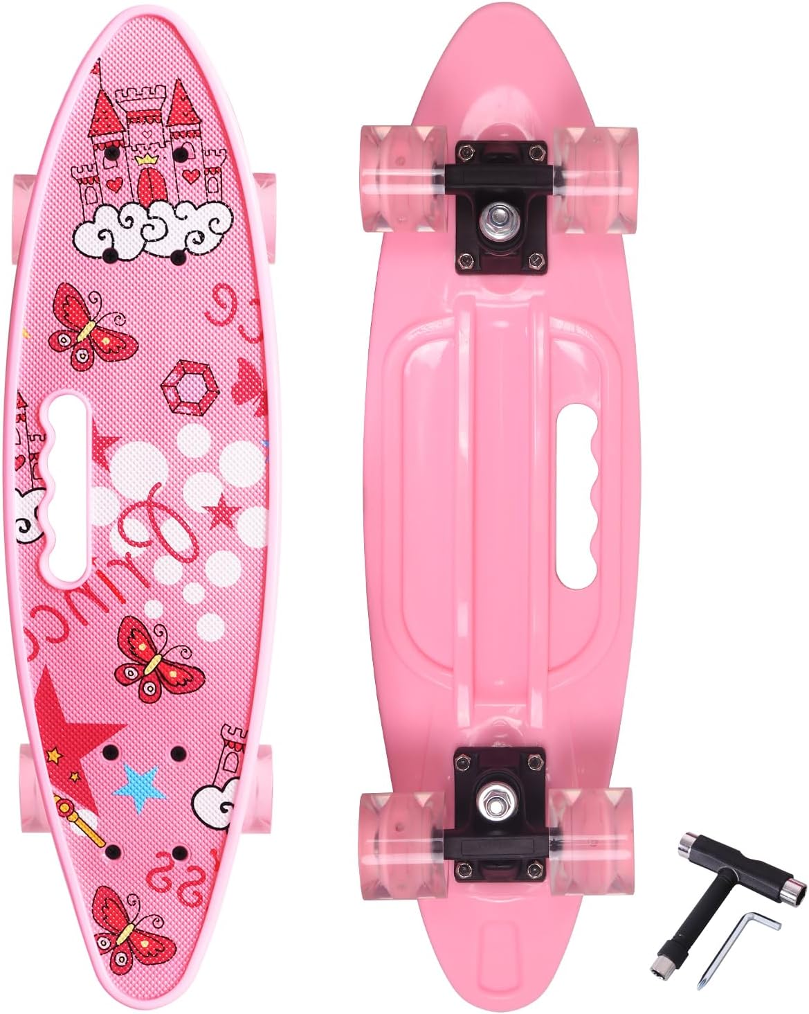Nattork 22 Inch Mini Cruiser Skateboard with Colorful Wheels