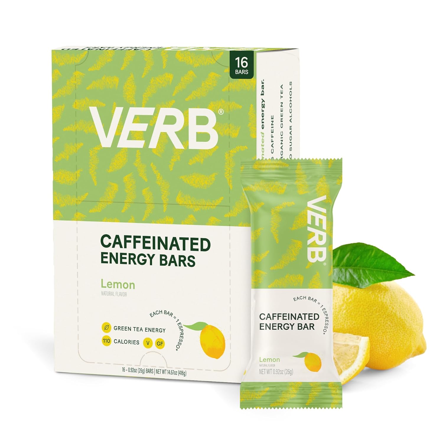 Verb Caffeinated Energy Bars Lemon - Delicious Low Sugar Snack