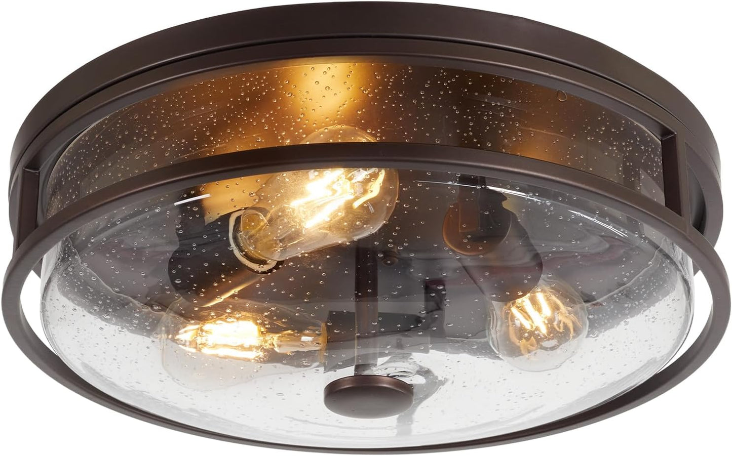 16 Inch Large Flush Mount Ceiling Light Fixture with Seeded Glass