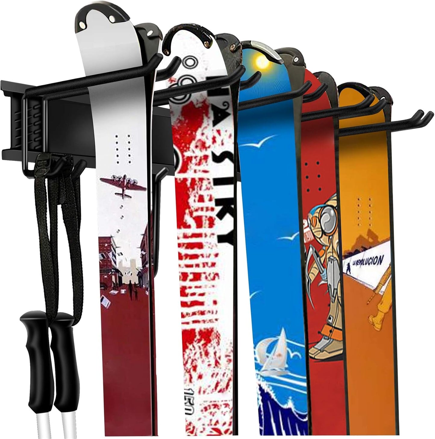 WALMANN Ski Wall Rack - Organize 10 Pairs, Up to 300lbs!