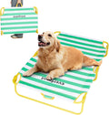 Dog Elevated Bed Large Green Stripes - Foldable Raised Camping Cot