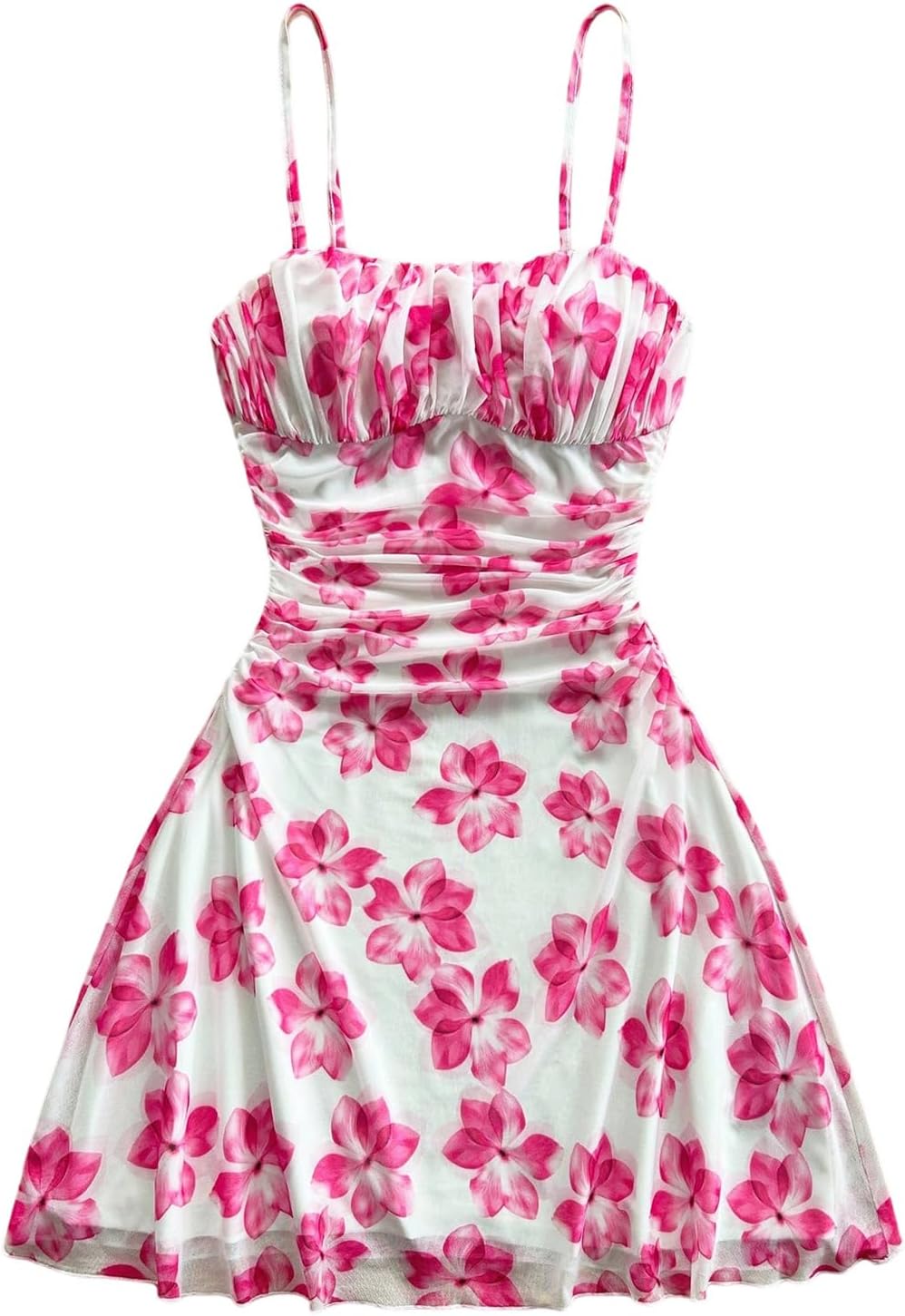 WDIRARA Women's Floral Print Ruched Cami Dress for Summer Fun