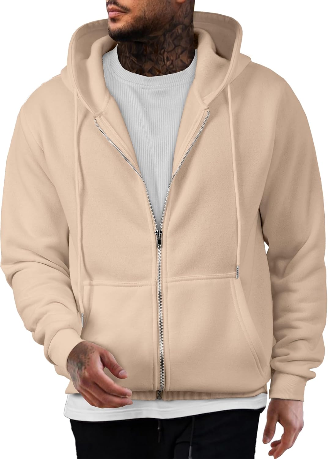 JMIERR Mens Full Zip Casual Cotton Hooded Fleece Sweatshirts