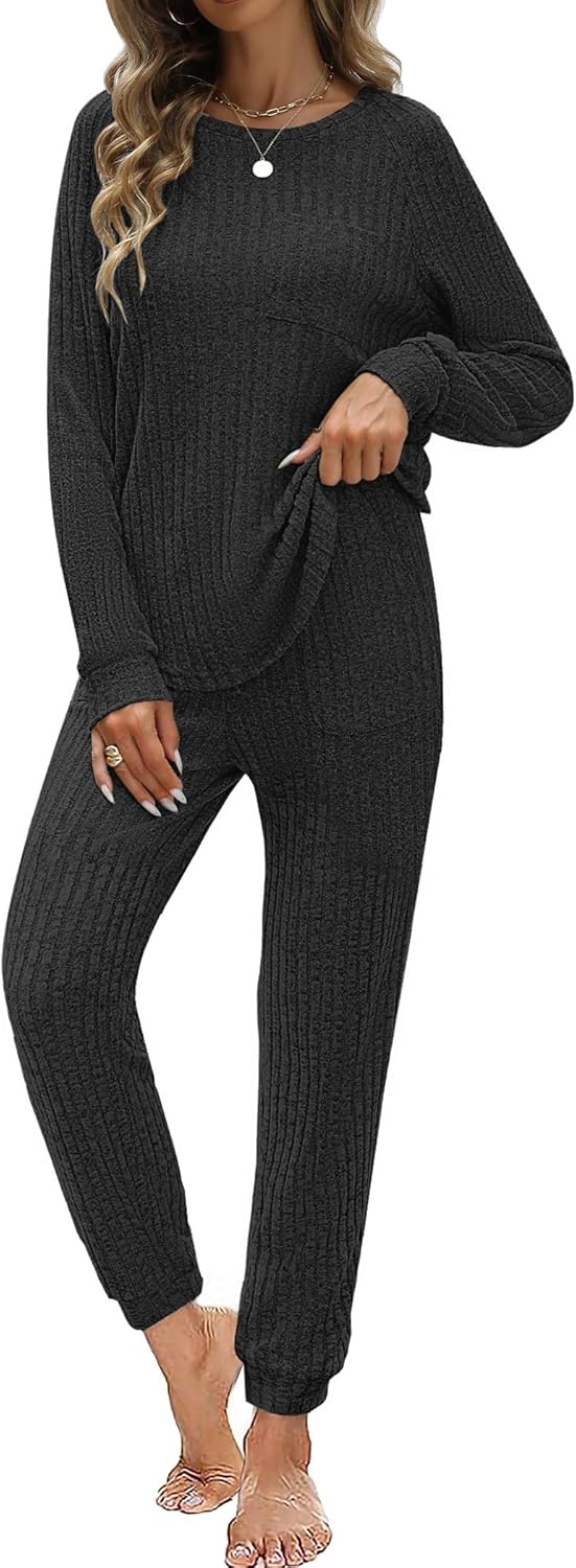 Womens Ribbed Knit Lounge Set for Cozy and Stylish Comfort