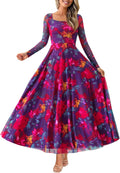Floral Square Neck Maxi Dress Women Fall 2025 - Elegant A-Line