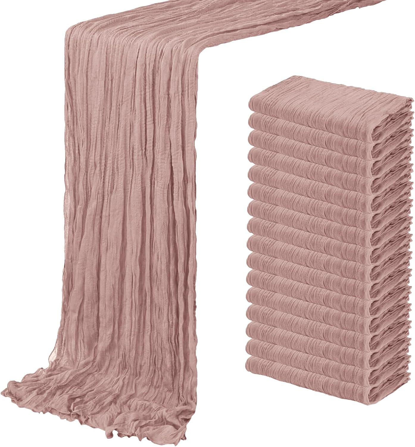Dusty Pink Cheesecloth Table Runner by ACSUIT - 16 Pack