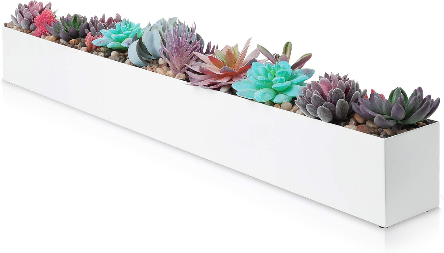 Modern Rectangle Planter Box - 32in Metal Planter for Succulents