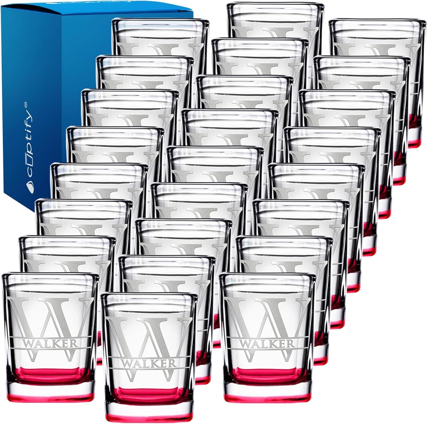 Personalized Square Shot Glasses Set of 25 for Any Occasion