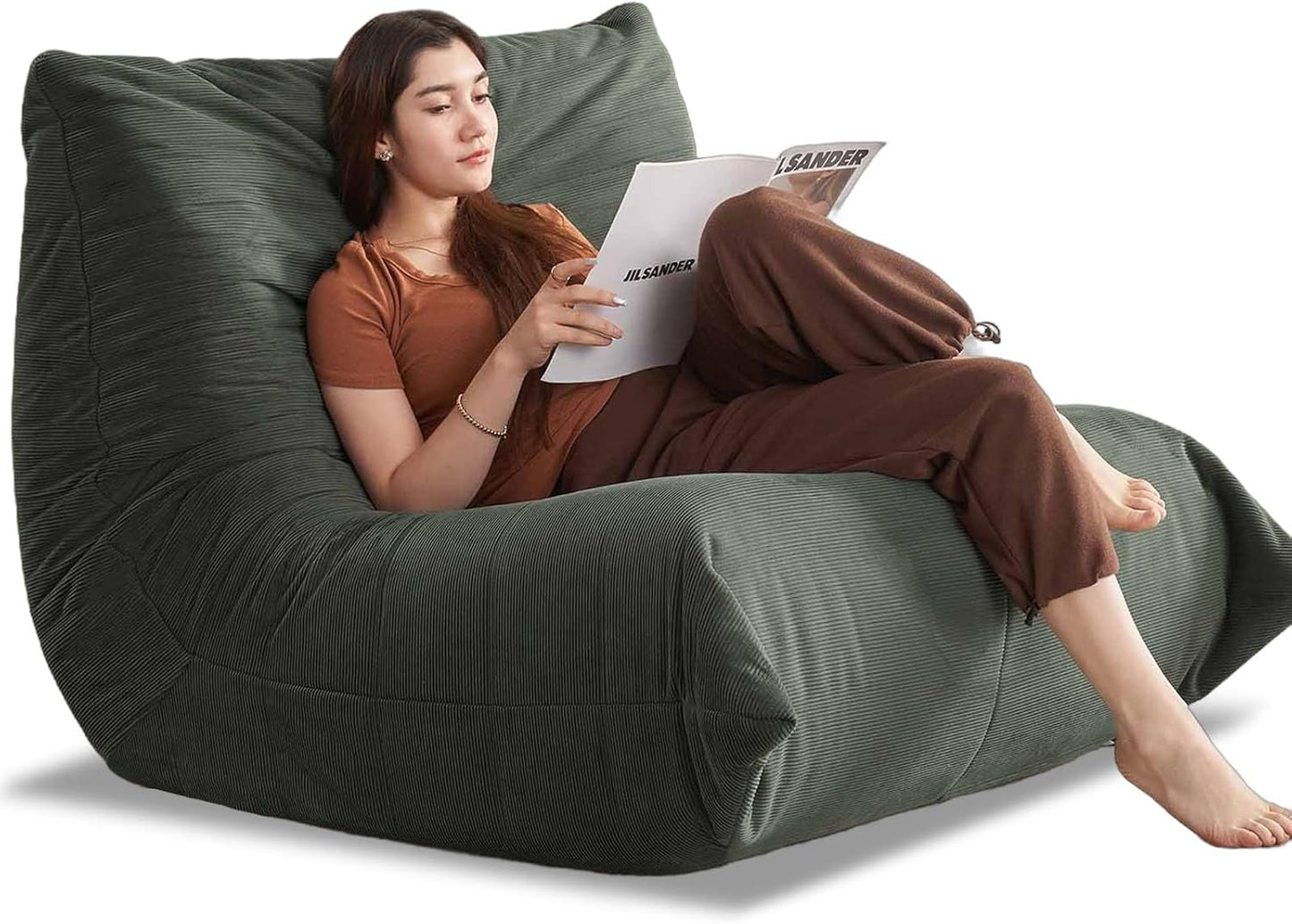 Super Comfy Memory Foam Bean Bag Sofa, Green