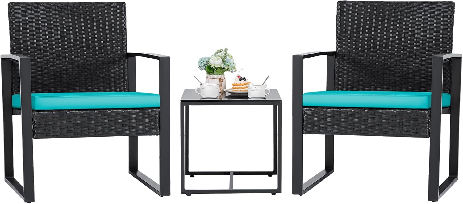 Flamaker Patio Set Outdoor Wicker Furniture for Modern Yards