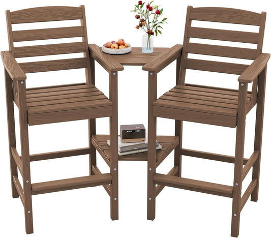 Tall Adirondack Chairs Set of 2 with Connecting Table for Outdoors