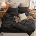 Jersey Knit Duvet Cover Set Oversized King Solid Black - Ultra Soft