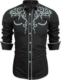 COOFANDY Men's Western Cowboy Shirt Slim Fit Embroidered Clothing