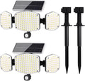 Solar Motion Sensor Outdoor Lights with Stakes - 270 Wide Angle Flood