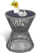 Woven Rope Hourglass Side Table for Outdoor and Indoor Use