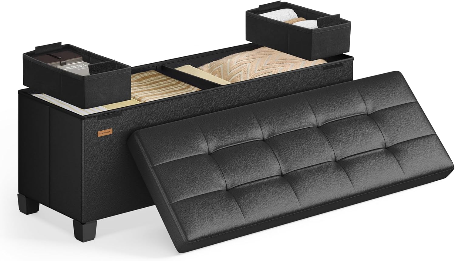 SONGMICS Storage Ottoman Bench with Elegant Design and Comfort