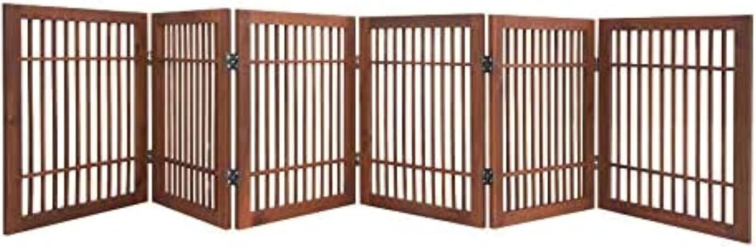 Freestanding Wooden Pet Dog Gate for Indoor and Outdoor Use