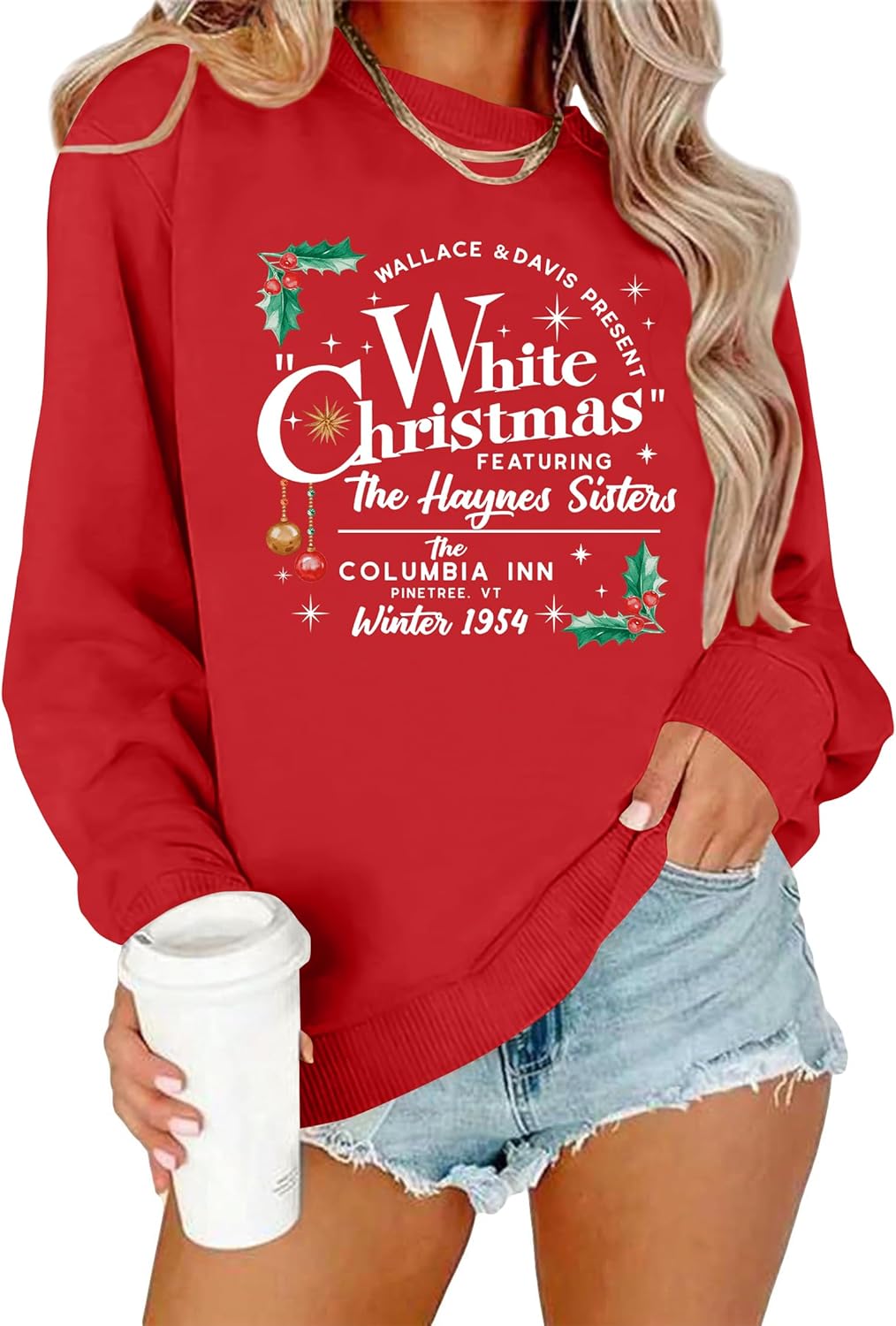 Festive White Christmas Tree Sweatshirt - Stay Cozy in Style!