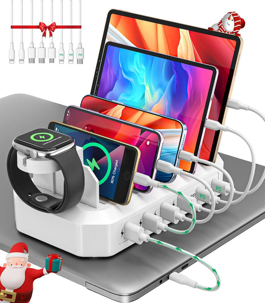 95W Fast Charging Station for Multiple Devices with 8 Cables