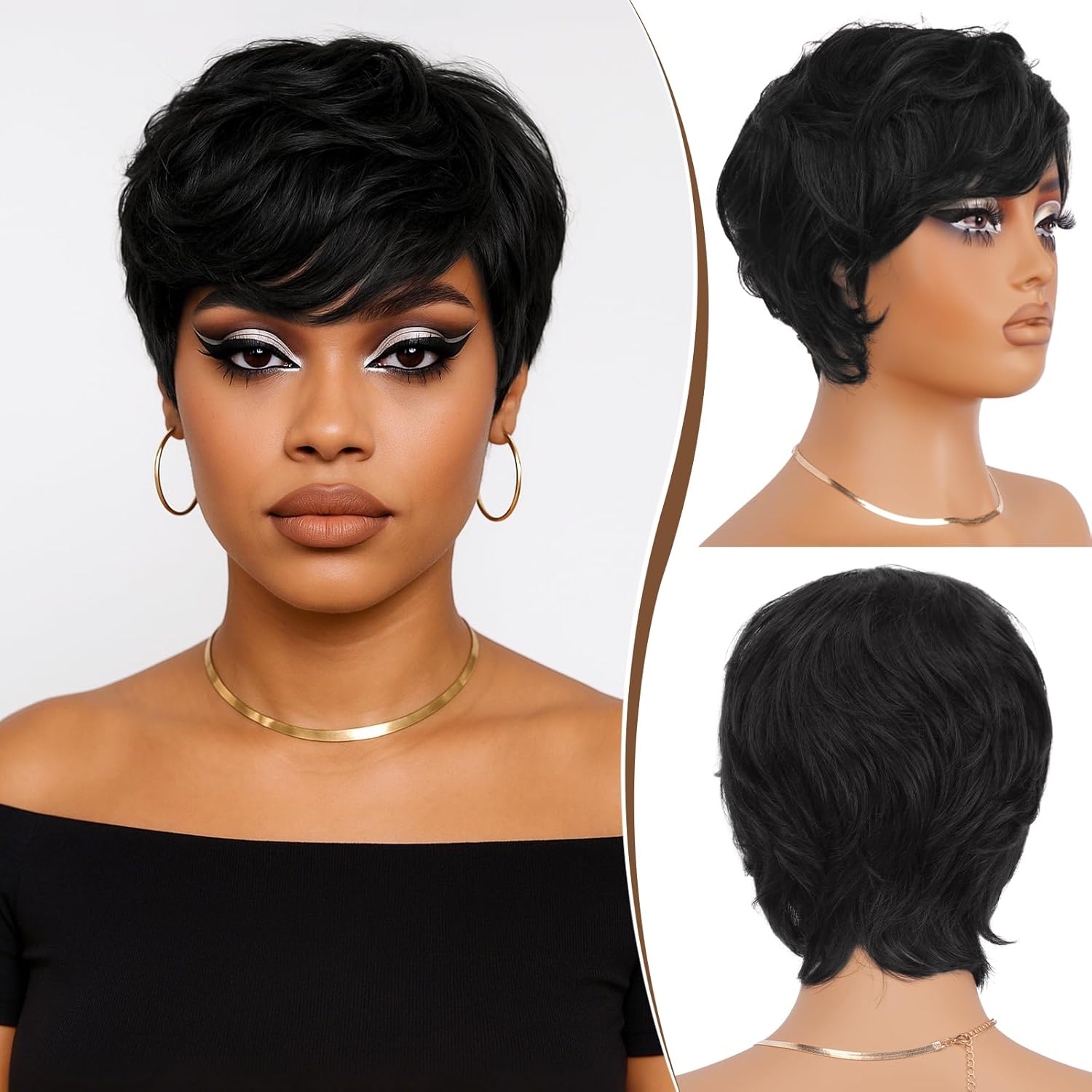 RUWISS Pixie Cut Wig Human Hair for Effortless Style and Comfort